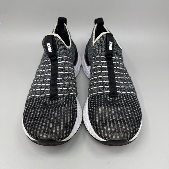Size 8.5 Nike Womens React Phantom Run Flyknit 2 Oreo Slip On Running Shoes - Picture 5 of 9
